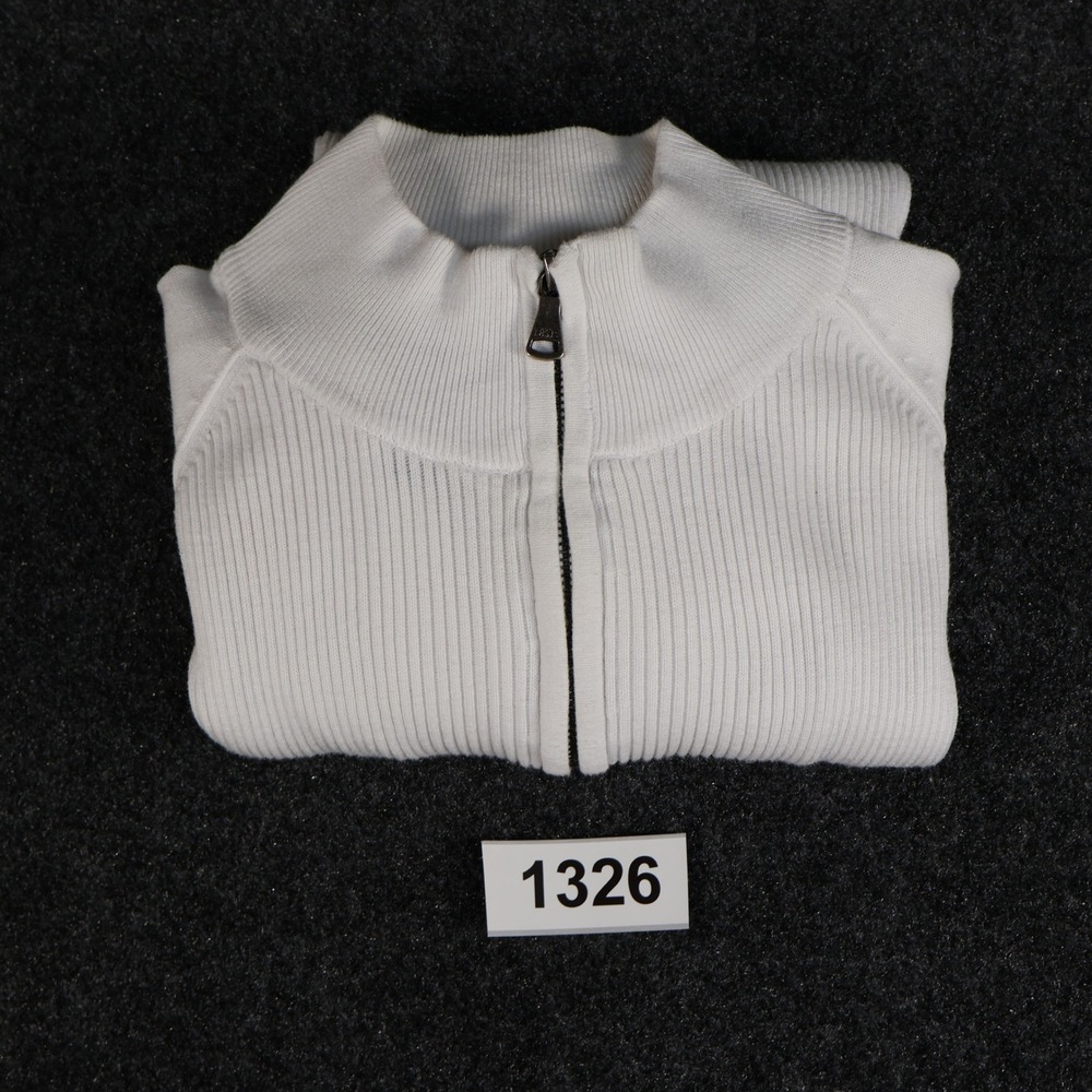 BKE Athletic Fit Mens XL White Ribbed Quarter Zip Mock Neck Sweater Raglan